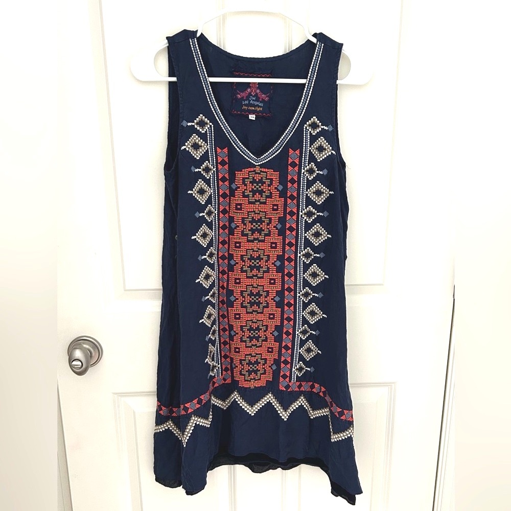 Johnny Was linen navy dress